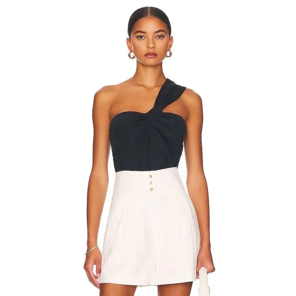NWT $328 Veronica Beard Belinda Floral Jacquard Gathered One-Shoulder Top